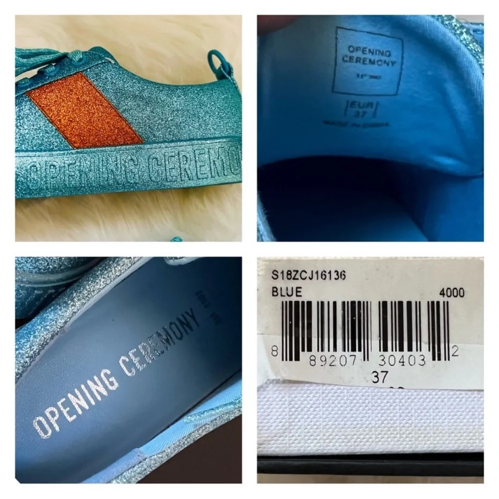 New! OPENING CEREMONY La Cienega Glitter Lace Up Platform Sneakers - Picture 16 of 16